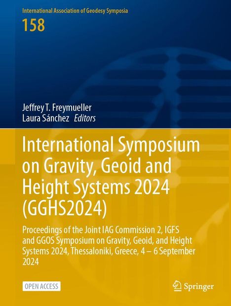 International Symposium on Gravity, Geoid and Height Systems 2024. Gelbes und blaues Cover mit Springer-Logo.