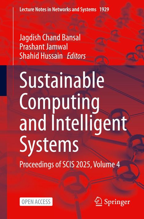 Titel: "Sustainable Computing and Intelligent Systems." Autoren: Jagdish Chand Bansal, Prashant Jamwal, Shahid Hussain. Rotes Design.