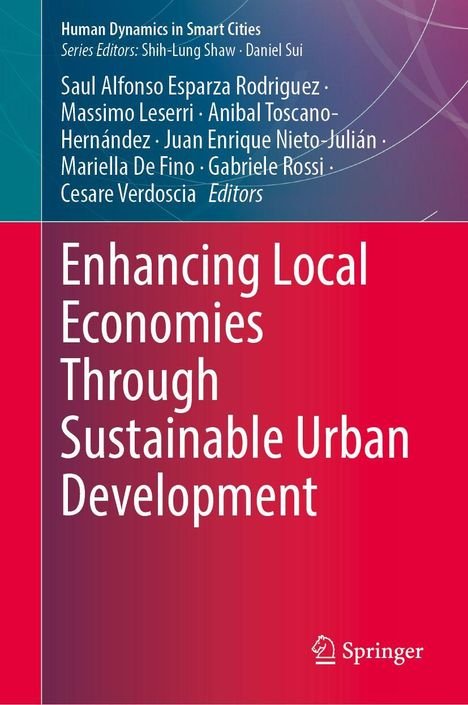 "Enhancing Local Economies Through Sustainable Urban Development" steht groß auf einem roten Hintergrund. Unten rechts ist das Springer-Logo.