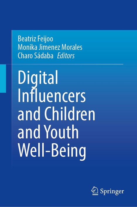 Text: "Digital Influencers and Children and Youth Well-Being." Blaues Cover mit weißem Text, Springer-Logo unten rechts.