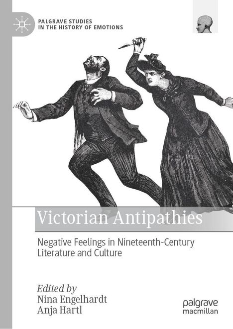 "Victorian Antipathies" zeigt eine Illustration mit einem Mann, der zurückweicht, während eine Frau mit erhobener Hand steht.