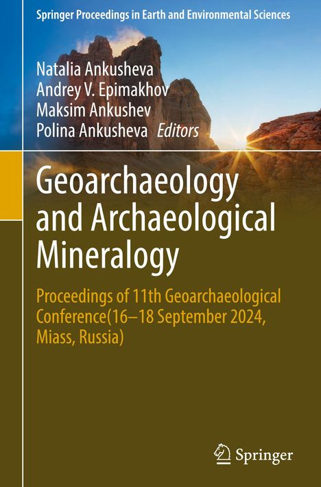 "Geoarchaeology and Archaeological Mineralogy. Tagung Miass, Russland 2024. Feld mit Felsen bei Sonnenuntergang."
