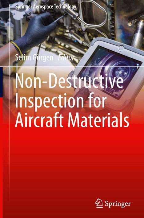 "Non-Destructive Inspection for Aircraft Materials" ist in weißer Schrift auf einem orangefarbenen Hintergrund.