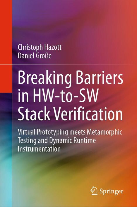Buchtitel: "Breaking Barriers in HW-to-SW Stack Verification" von Christoph Hazott und Daniel Große. Farbhintergrund.