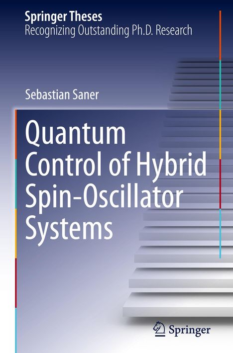 "Quantum Control of Hybrid Spin-Oscillator Systems" steht in Weiß auf einem dunklen Hintergrund mit Treppenmotiv.