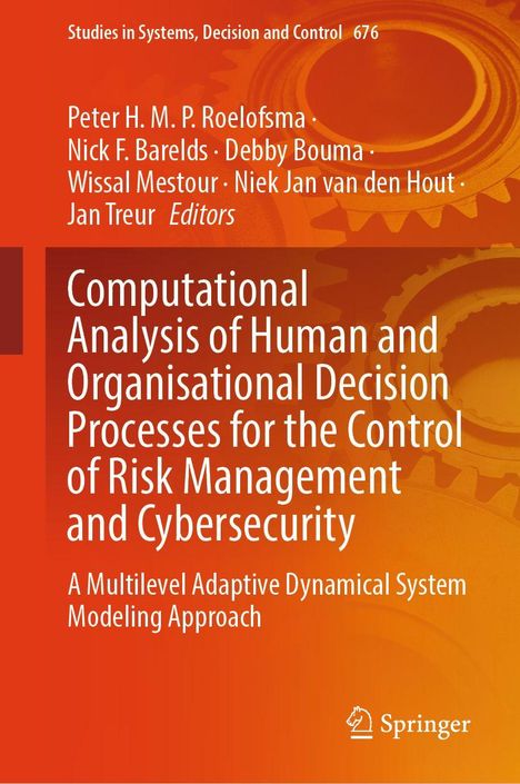 Titel: "Computational Analysis of Human and Organisational Decision Processes". Orange Hintergrund mit Zahnrädern.