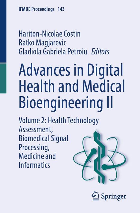 Titel: "Advances in Digital Health and Medical Bioengineering II". Herausgeber: Costin, Magjarevic, Petroiu. Springer-Logo.
