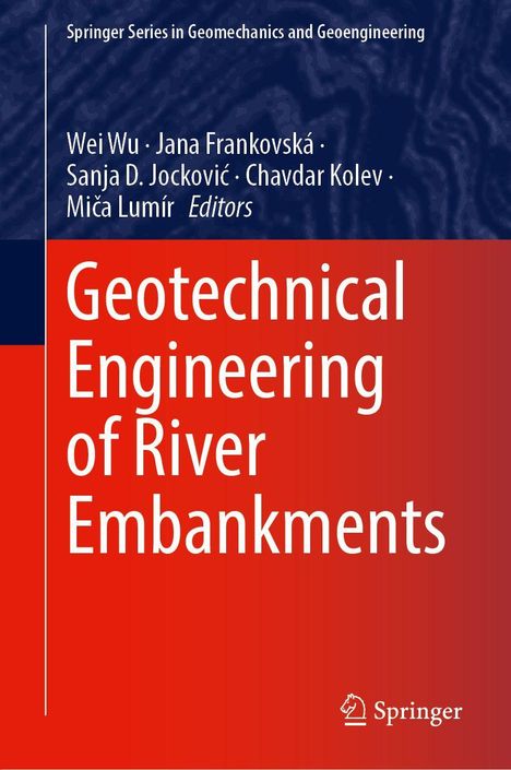 Titel: Geotechnical Engineering of River Embankments. Oben eine Liste von Herausgebern, unten das Springer-Logo.