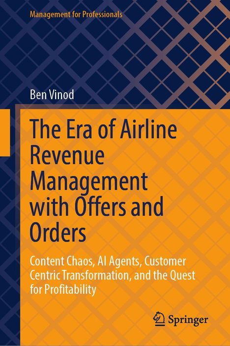 Titel: "The Era of Airline Revenue Management with Offers and Orders". Gelbes Design mit blauen Rauten.