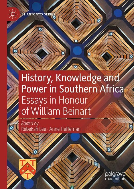 „History, Knowledge and Power in Southern Africa“ Text auf geometrischem Hintergrund, rotbraun-goldene Muster, Logo unten.