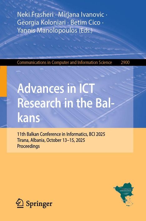 "Advances in ICT Research in the Balkans" in großer Schrift, Konferenzdetails unten, Springer-Logo links, Balkankarte rechts.