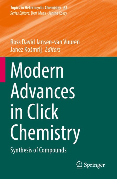 "Modern Advances in Click Chemistry: Synthesis of Compounds". Orange und grüner Hintergrund, Springer-Logo.