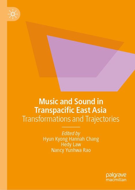 „Music and Sound in Transpacific East Asia: Transformations and Trajectories.“ Orange Hintergrund, lila Formen.