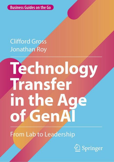 "Technology Transfer in the Age of GenAI" in Weiß auf buntem Hintergrund, mit Springer-Logo.