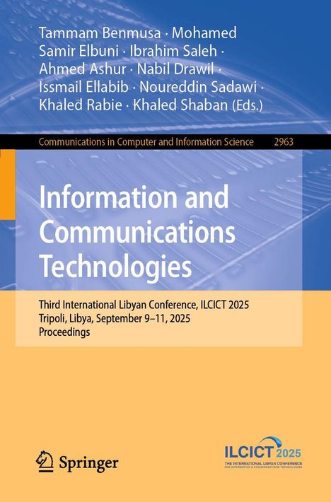 Text: "Information and Communications Technologies". Logo unten rechts. Farben: Blau und Orange.