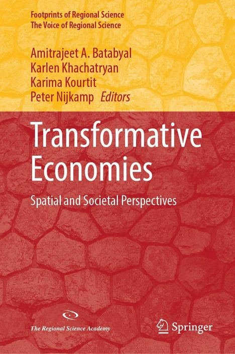 "Transformative Economies: Spatial and Societal Perspectives." Gelbe und rote Steinmuster-Hintergründe.