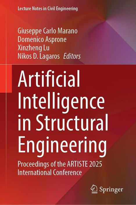 "Artificial Intelligence in Structural Engineering" auf rotem Hintergrund, oben Namen der Herausgeber, unten Springer-Logo.
