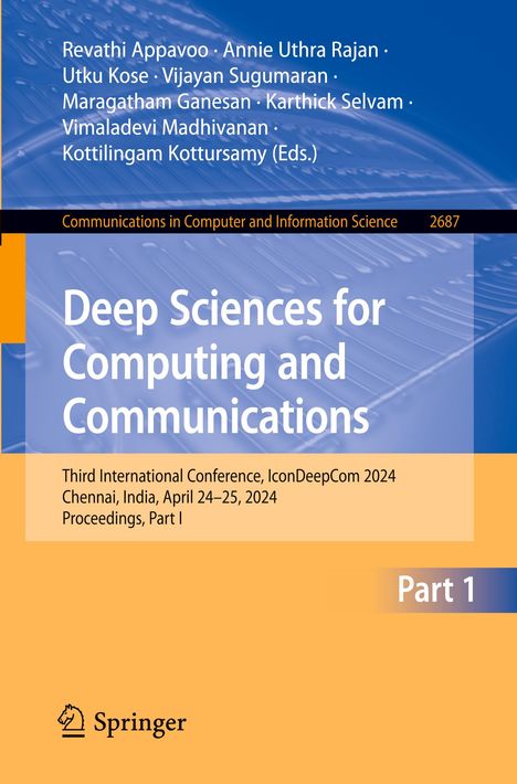 Buch-Cover: Titel "Deep Sciences for Computing and Communications", Konferenzdetails unten, Springer-Logo.