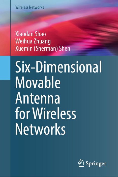 Titel: "Six-Dimensional Movable Antenna for Wireless Networks." Autoren: Xiaodan Shao, Weihua Zhuang, Xuemin Shen. Oben ist ein unscharfes, farbiges Muster.
