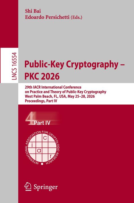 Der Text beschreibt die "Public-Key Cryptography – PKC 2026" Konferenz. Unten ein Logo der International Association for Cryptologic Research.