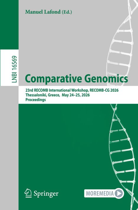 "Comparative Genomics" steht zentral. Illustration einer DNA-Helix rechts, Farbgebung in Grau und Grün. "Springer" Logo links.
