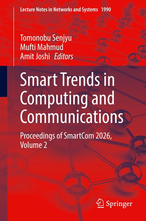 Text: "Smart Trends in Computing and Communications. Proceedings of SmartCom 2026, Volume 2." Hintergrund: Molekülstruktur.