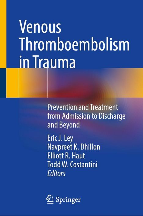 "Venous Thromboembolism in Trauma" in weißer Schrift, blauer Hintergrund, Autorenliste. Unten Springer-Logo.