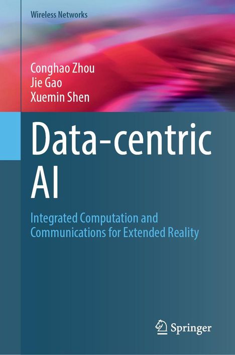 "Data-centric AI" und Autorenname. Farbverlauf in Rosa und Blau, Springer-Logo unten rechts.