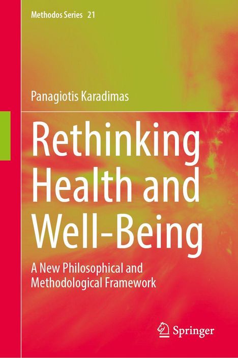 „Rethinking Health and Well-Being“, Panagiotis Karadimas. Buntes, abstraktes Design mit „Springer“-Logo unten.