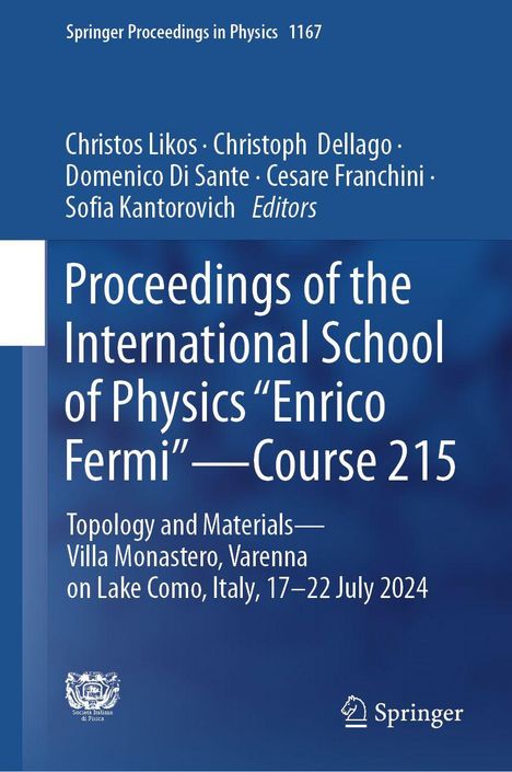 Buchtitel: "Proceedings of the International School of Physics 'Enrico Fermi' — Course 215." Blaue Abdeckung mit Springer-Logo.
