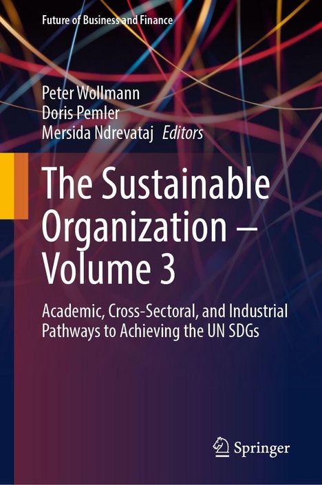 Text: "The Sustainable Organization - Volume 3." Farbige Linien auf dunklem Hintergrund. Springer-Logo unten.