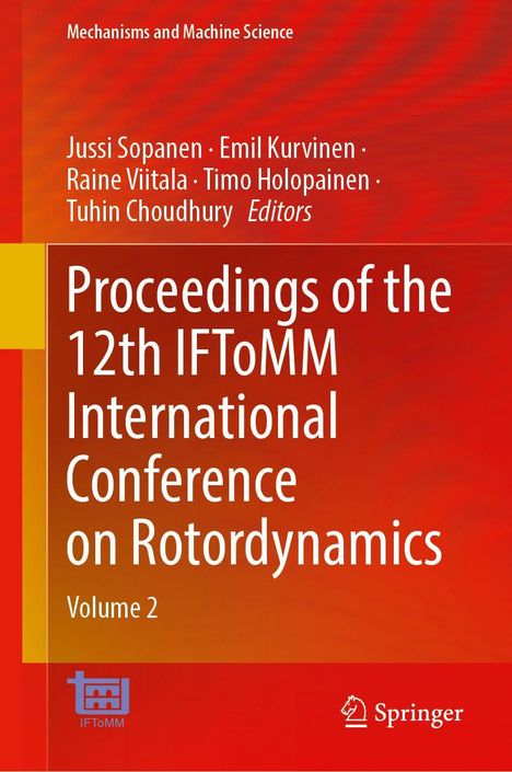 "Proceedings of the 12th IFToMM International Conference on Rotordynamics, Volume 2." Rotes Cover mit weißem Text und Logos.