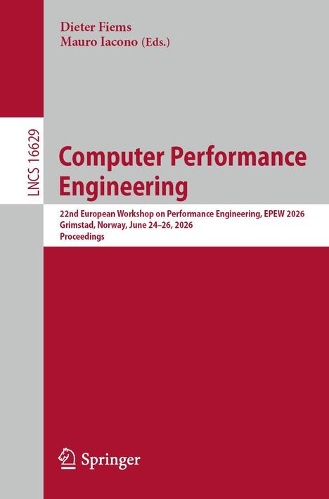 Titel: Computer Performance Engineering. Autoren: Dieter Fiems, Mauro Iacono. Verlag: Springer. Dominante Farbe: Dunkelrot.