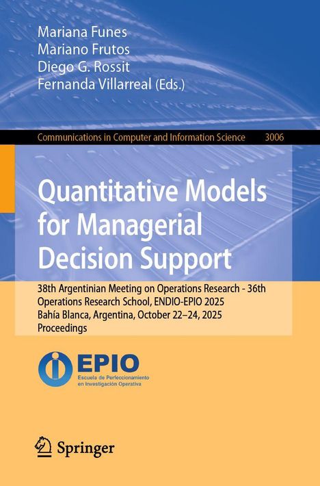 Cover mit Titel "Quantitative Models for Managerial Decision Support", EPIO-Logo und Springer-Logo am unteren Rand.