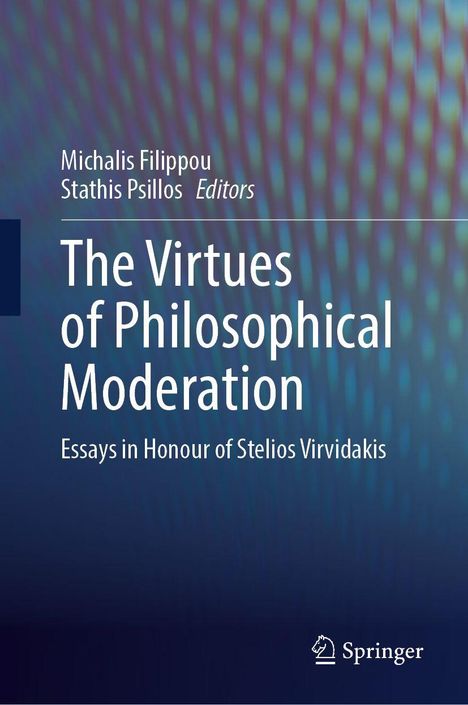 Titel: The Virtues of Philosophical Moderation. Hintergrund in Blau- und Lilatönen, Springer-Logo unten rechts.