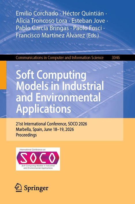 "Soft Computing Models in Industrial and Environmental Applications", Konferenz SOCO 2026, Marbella, Spanien, Logo unten.