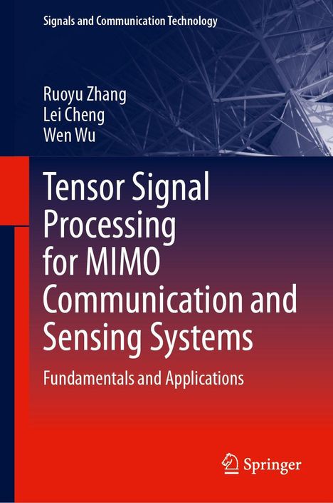 "Tensor Signal Processing for MIMO Communication and Sensing Systems" in weißen Buchstaben auf blau-rotem Hintergrund.