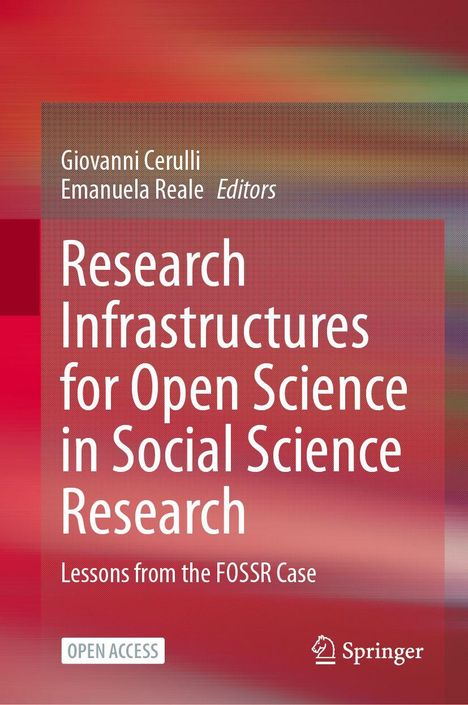 "Research Infrastructures for Open Science in Social Science Research" in weißem Text auf rotem Hintergrund mit Springer-Logo.