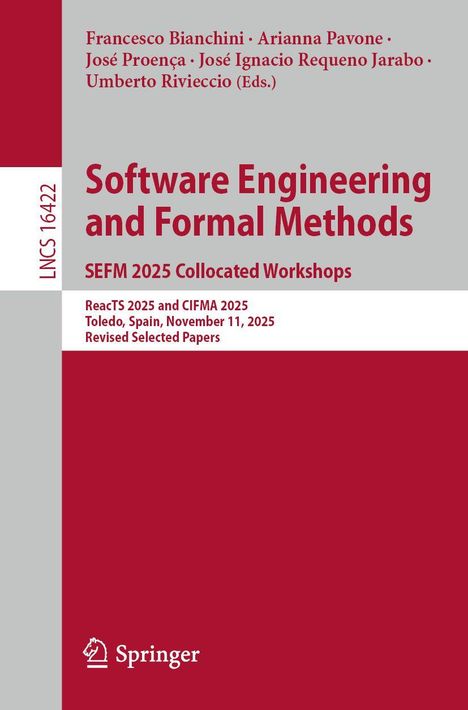 Text auf dem Cover eines Buches: „Software Engineering and Formal Methods“, Veranstaltung: SEFM 2025, Toledo, Spanien.