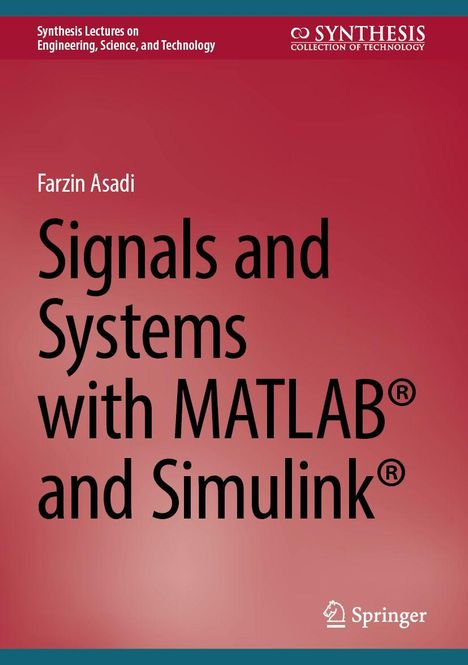 Titel: "Signals and Systems with MATLAB and Simulink" von Farzin Asadi. Rotes Cover, Springer-Logo unten rechts.
