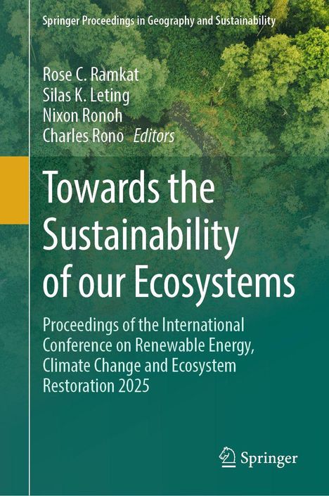 "Towards the Sustainability of our Ecosystems". Grün im Hintergrund mit Baumkronen. Springer Logo unten rechts.