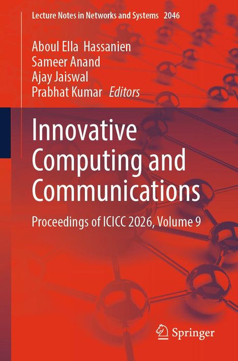 Titel: "Innovative Computing and Communications", Konferenzband. Wissenschaftliches Layout mit verschlungenen Linien und Kreisen.