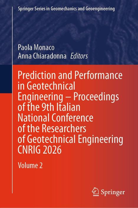 "Prediction and Performance in Geotechnical Engineering" - Springer Cover in Blau und Rot, darunter zwei Autoren.