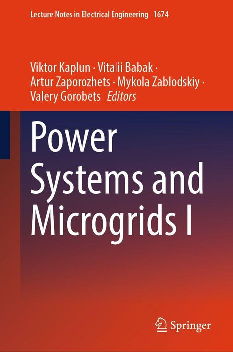 Text: "Lecture Notes in Electrical Engineering 1674", "Power Systems and Microgrids I", "Springer". Oben rot, unten dunkelblau.