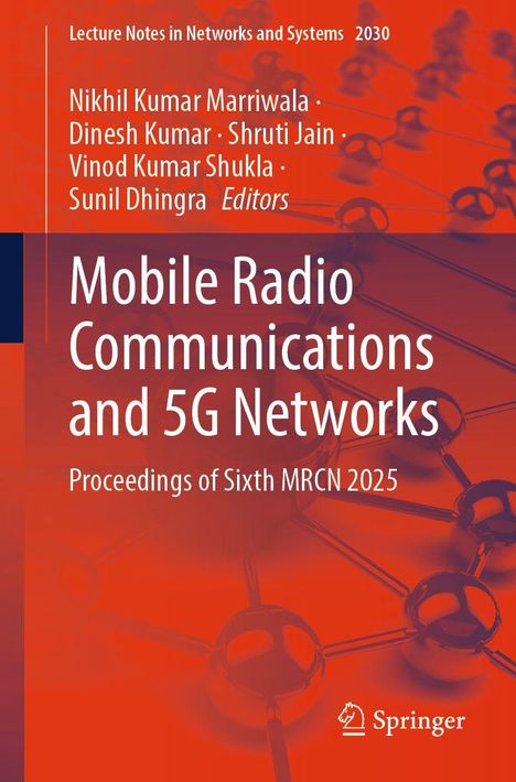 Titel: „Mobile Radio Communications and 5G Networks“. Orangener Hintergrund, Springer-Logo unten rechts.