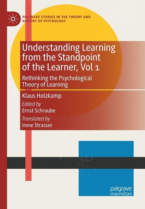 Titel: "Understanding Learning from the Standpoint of the Learner, Vol 1". Autoren: Klaus Holzkamp. Design mit Gelb und Blau.