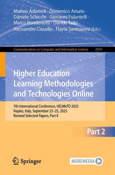 Buchtitel: "Higher Education Learning Methodologies and Technologies Online". Konferenz, Neapel 2025. Springer-Logo.