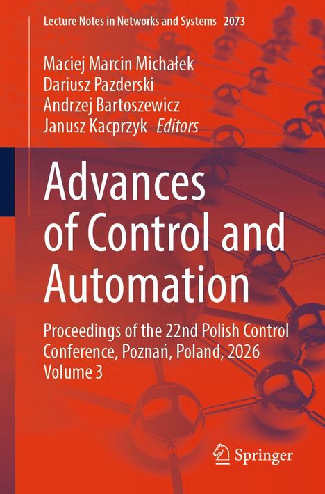 Titel: "Advances of Control and Automation". Rote Hintergrunde, technische Grafiken, vier Herausgeber. Springer-Logo unten rechts.