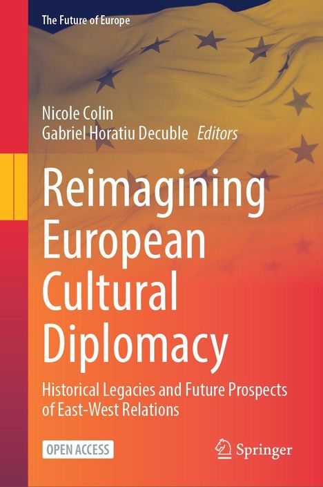 "Reimagining European Cultural Diplomacy" steht groß in der Mitte. Ein europaflaggenähnlicher Hintergrund dominiert.