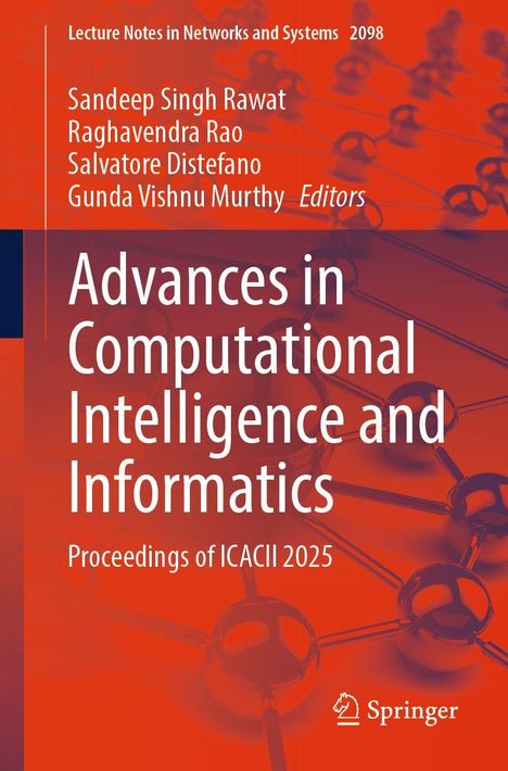 „Advances in Computational Intelligence and Informatics“, Herausgeber: Sandeep Singh Rawat u.a., Springer-Logo. Hintergrund: rote Struktur.